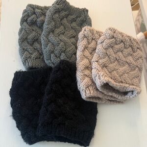 Cable Knit Wrist Warmers - Gray, Beige, Black set of 3